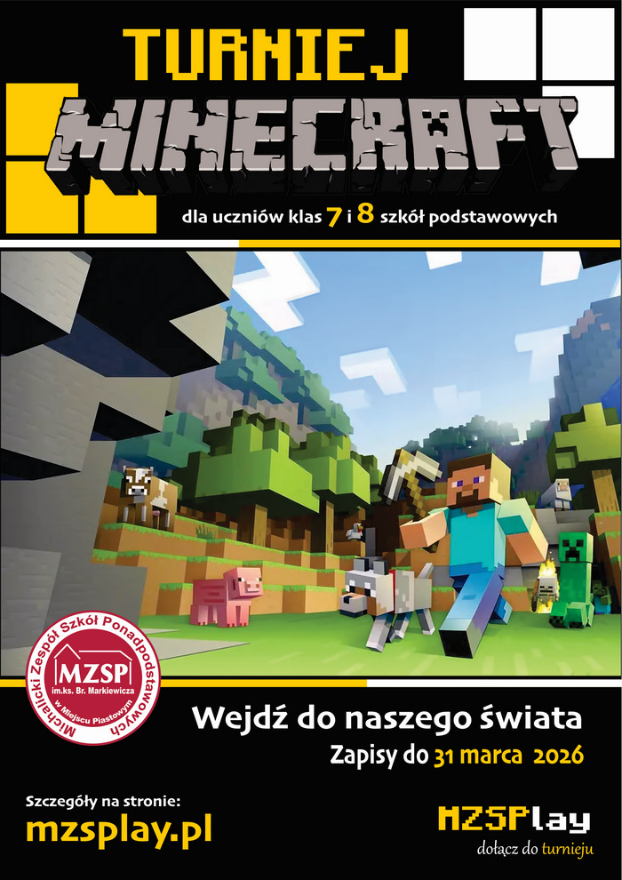 Turniej Minecraft dla uczniów klas 7-8 szkoły podstawowej
